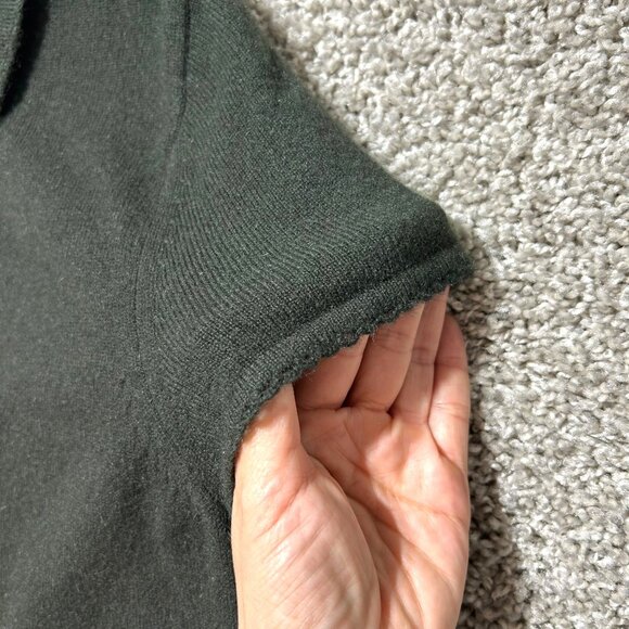 Anne Klein Women's Sz Medium Short Sleeve Knit Top Collar Dark Green - Picture 4 of 10